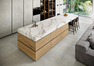 Cubierta de porcelana Coverlam Calacata Vaglie 48x109 tipo mármol