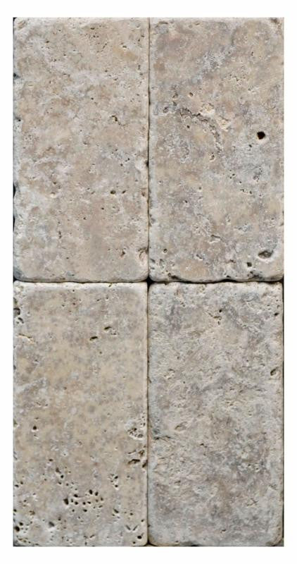 Silver Travertine Tumbled 3x6 Subway Tile
