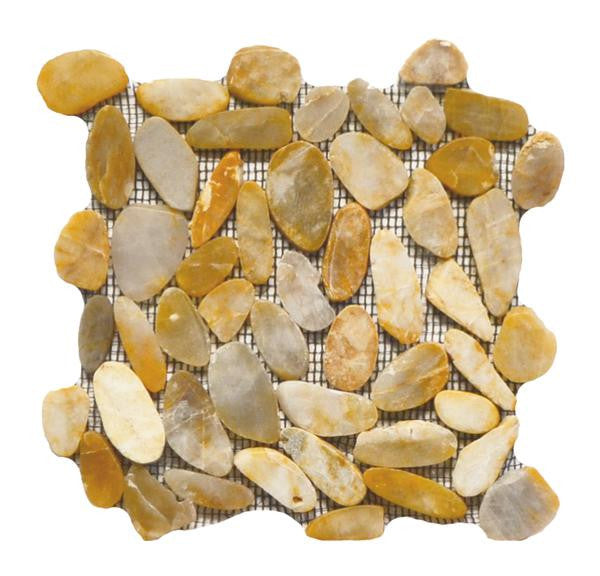 Mosaico de mármol de 12x12 guijarro plano miel
