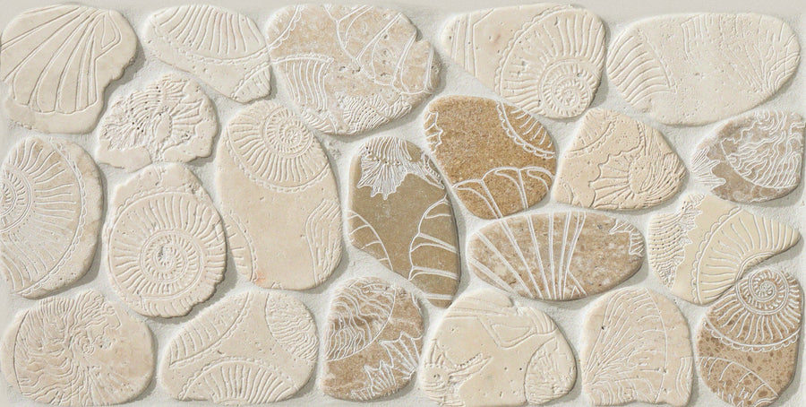 Light Color Fossil Pebbles 12x12 Natural Stone Mosaic Tile