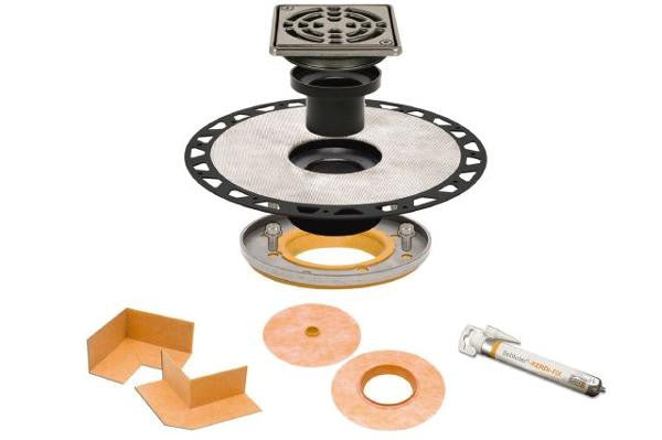 KERDI-DRAIN ABS Residential Adapter Kit 4" Stainless Steel Grate 1