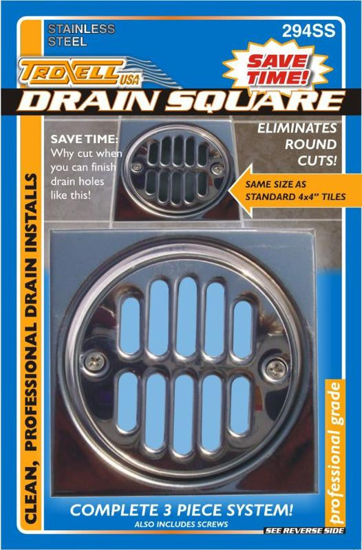 Square Shower Drain Kit Stainless Steel 1