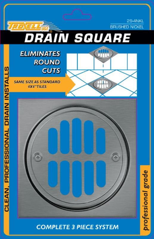 Square Shower Drain Kit Brushed Nickel 1