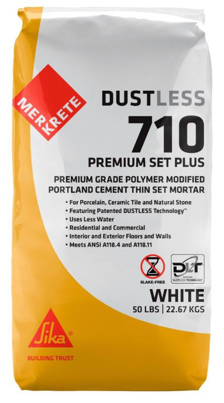 Merkrete 710 Premium Set Plus Tile Mortar, White, 50 lb
