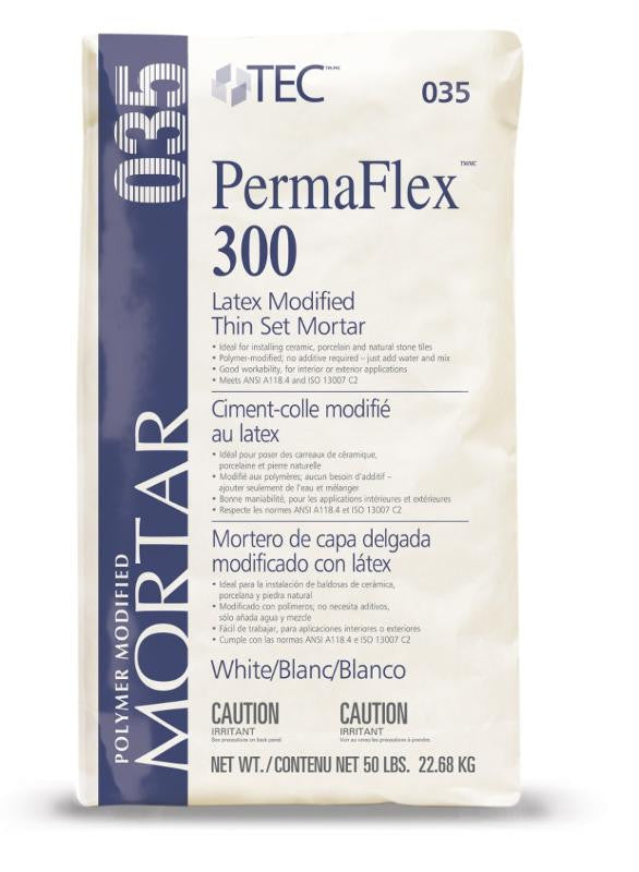 TEC PermaFlex 300 Premium Flexible Tile Mortar, White, 50 lb