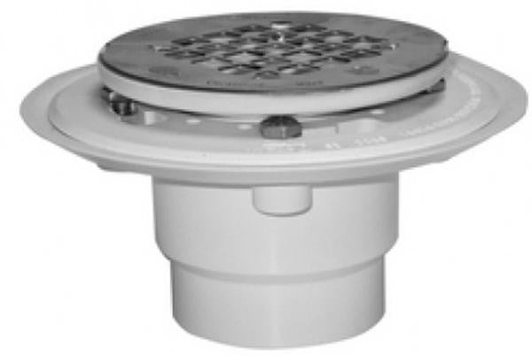 PVC Shower Drain with Round Stainless Steel Screen 1