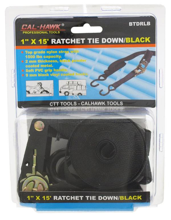 Ratchet Tie Down Strap Black 1" x 15'