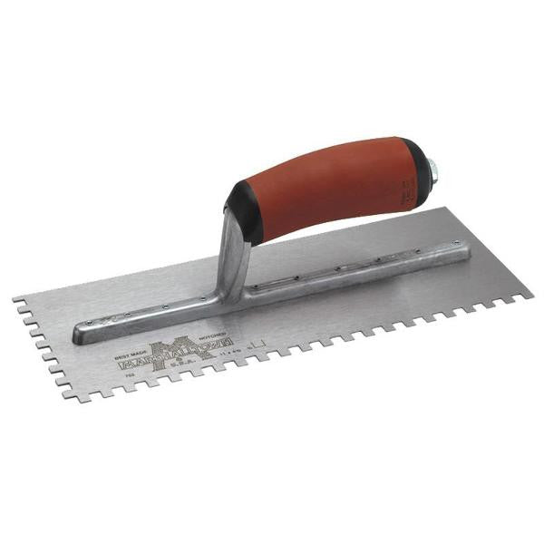 Notched Trowel 1/4 x 3/8 x 1/4" Square, DuraSoft 1