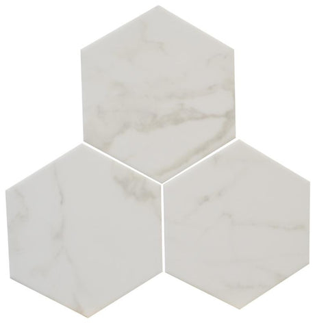 Calacatta 6 hex glass mosaic tile