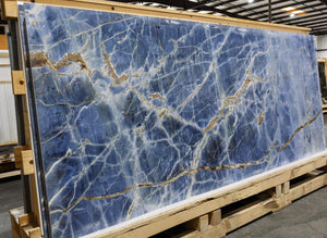 Marmoteca Blue Denim 48x110 Polished Marble Look Porcelain Panel Porcelain Tile