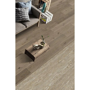 Okanagan Valley Harvest Route vinyl plank floor in a living room with bookshelf