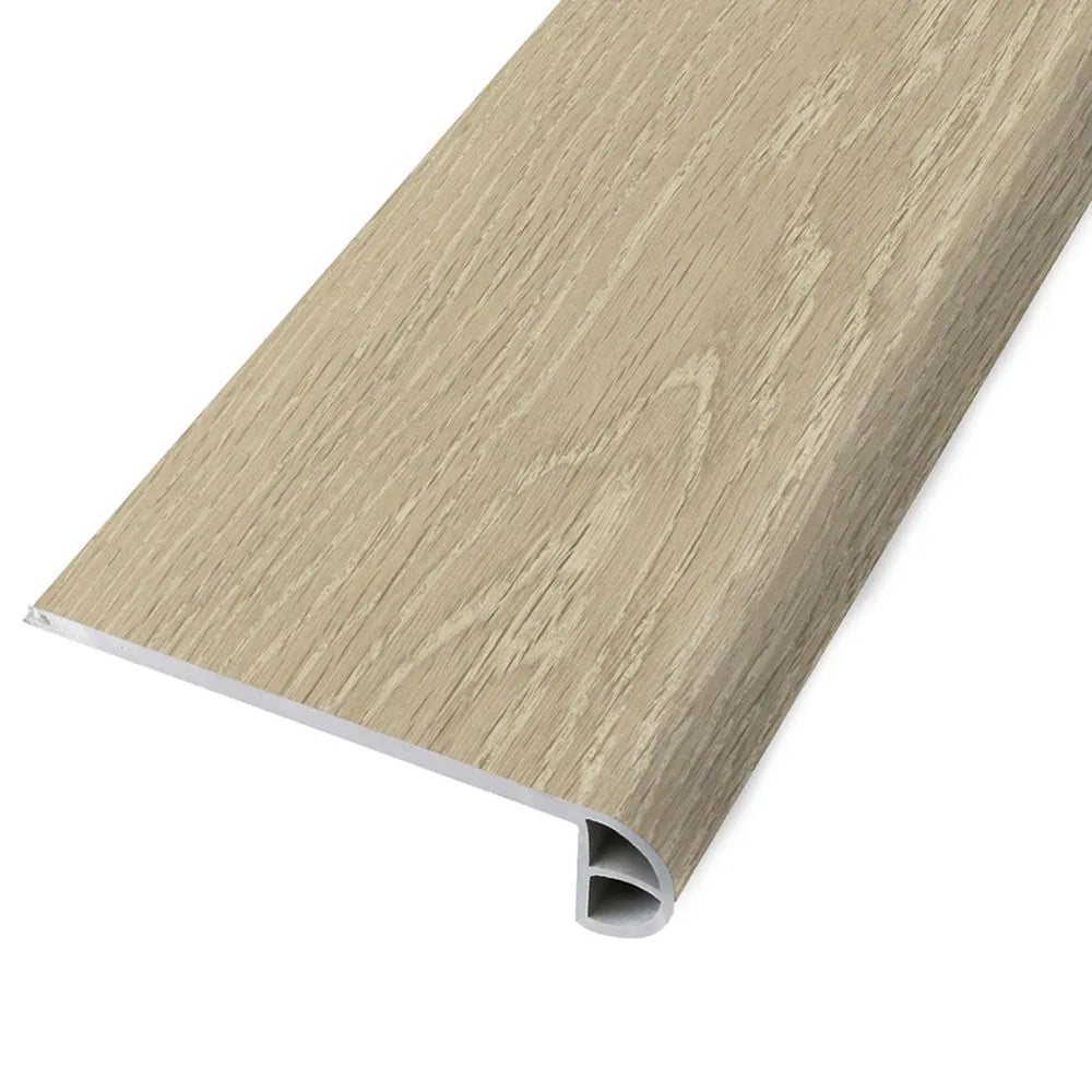 Pacific Grove Forest Route vinyl stair nosing, light wood-grain profile