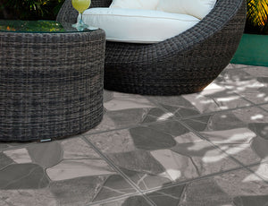 Grey Rocks Textured Outdoor Ceramic Patio Tile 18x18 Ceramic Tile