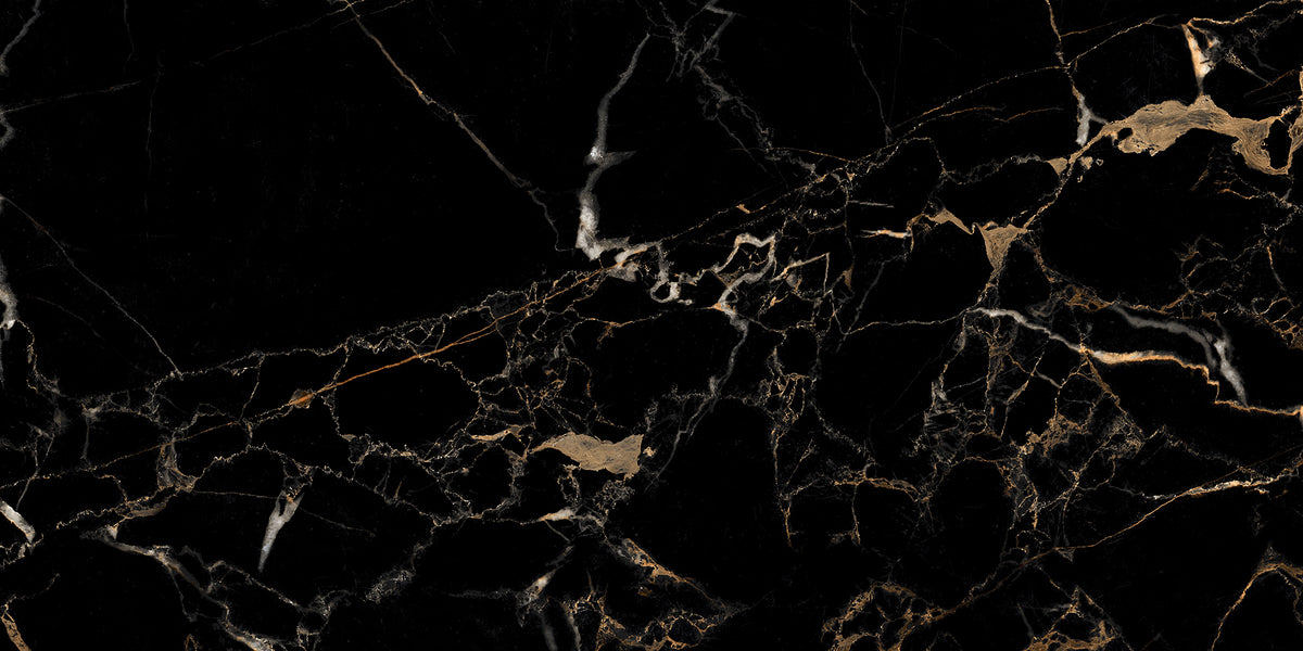 Nero Laurent 24x48 Polished Black Marble Look Porcelain Tile