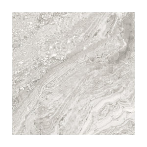 Brescia Grey 22x22 matte porcelain tile face variation with sweeping, layered grey veins