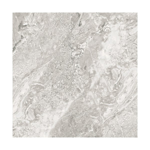 Brescia Grey porcelain tile face variation with bold white and grey breccia veining