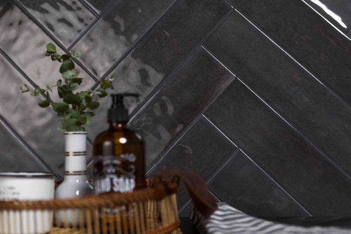 Village Carbon Glossy 4x16 Ceramic Wall Tile