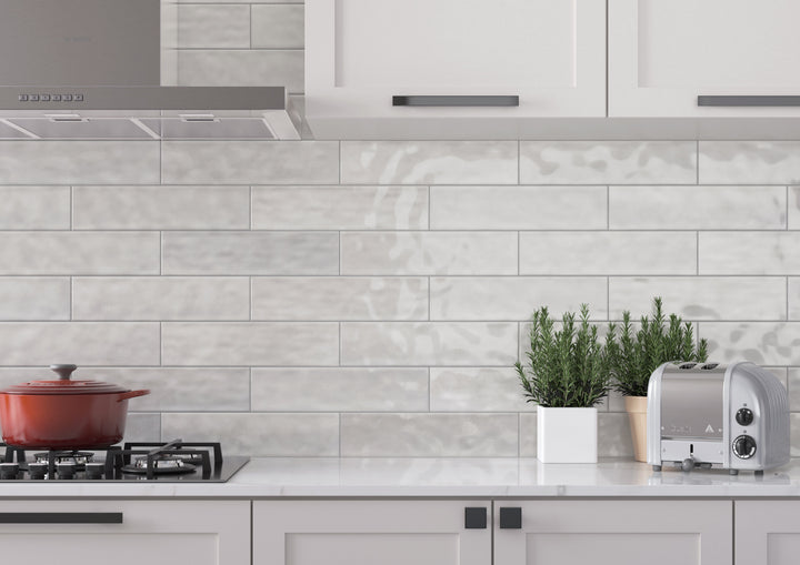 Village Off White Glossy 4x16 Ceramic Wall Tile