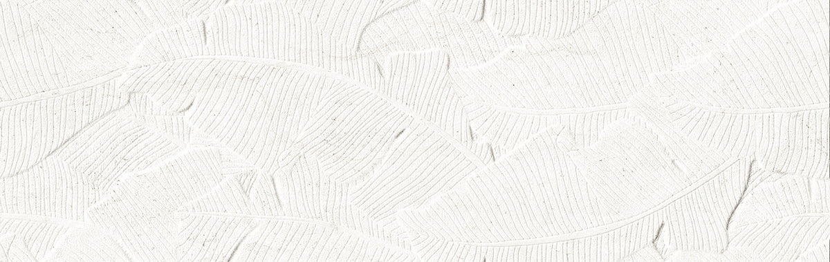 Verona Botania White Leaf Deco 12x40 Ceramic Wall Tile