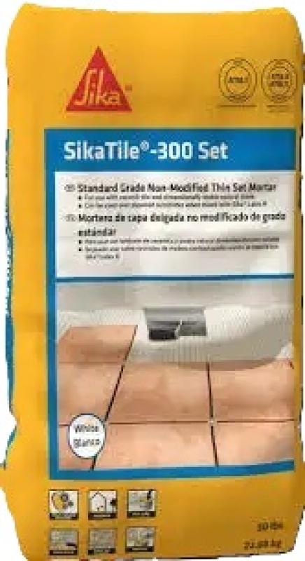 SikaTile-300 Set Thin-Set Mortar, White, 50 lb