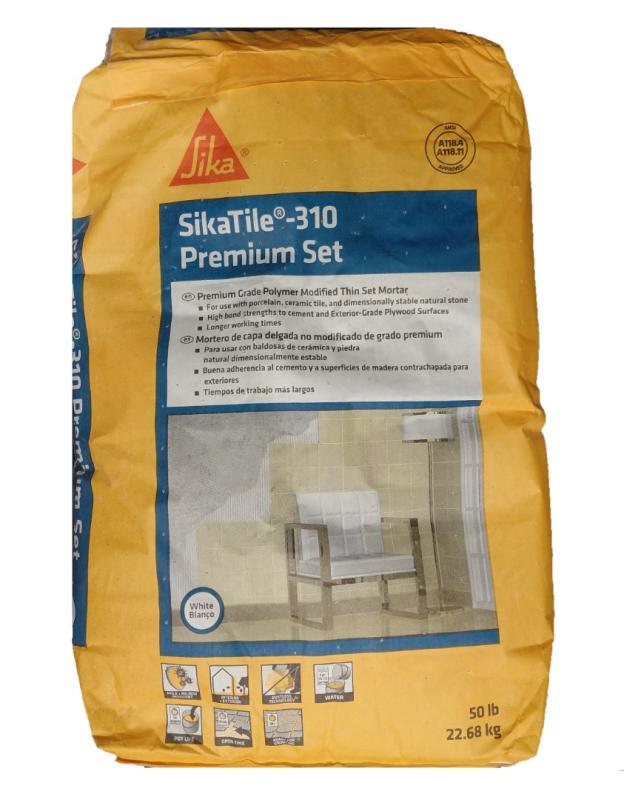 SikaTile-310 Premium Set Thin-Set Mortar, White, 50 lb