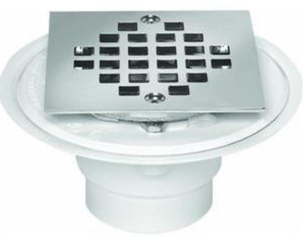Drenaje de ducha de PVC Troxell con rejilla cuadrada de acero inoxidable