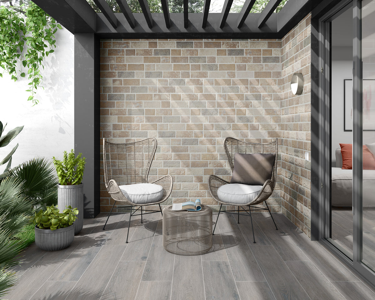 Viggo Ceniza 8x48 Baldosa de Porcelana Imitación Madera Roble Gris
