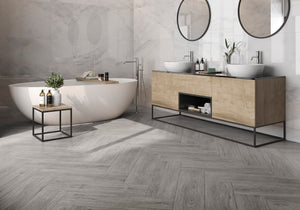 Viggo Ceniza 8x48 Baldosa de Porcelana Imitación Madera Roble Gris