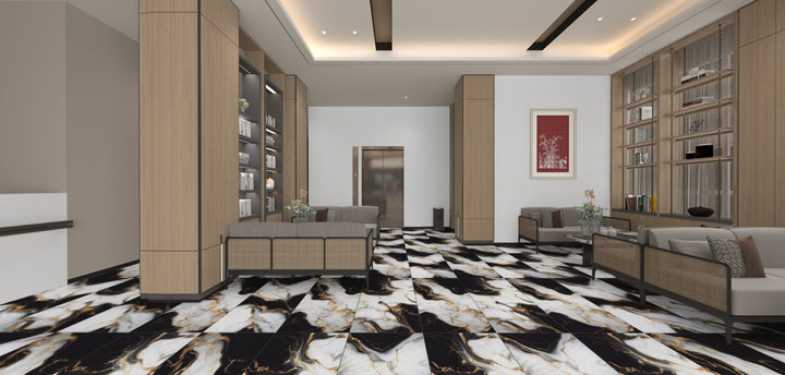 Basaltino Black Polished 24x48 Porcelain Tile