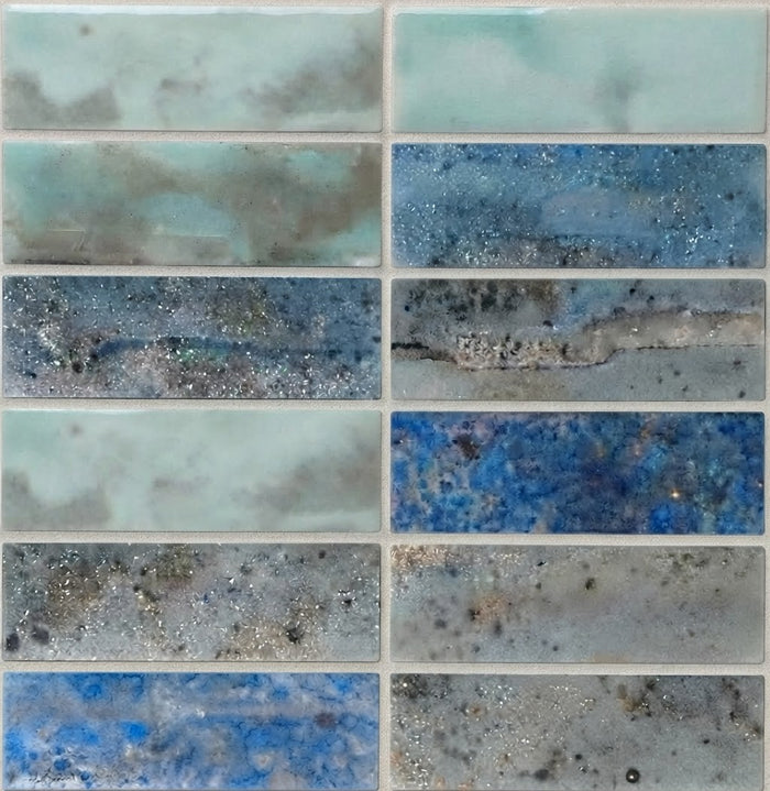 Mosaico de vidrio Caleido Jade 2x6 12x12 1